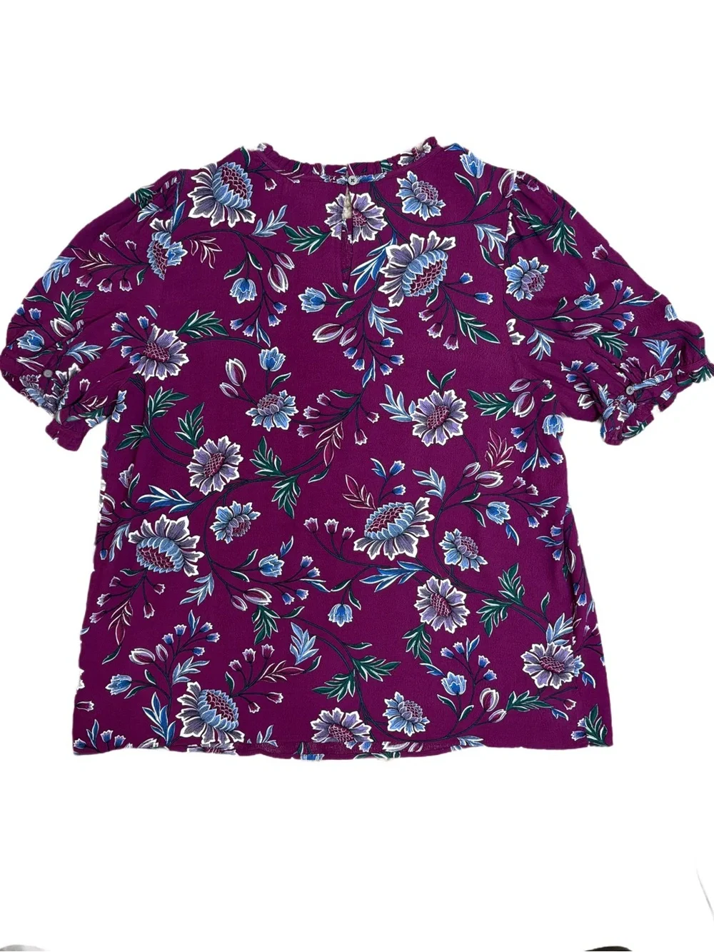 LOFT Garden Pintucked Floral Puff Sleeve Blouse